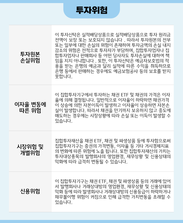 'kb 미국 중단기 국채' 펀드의 투자 위험을 정리한 자료.